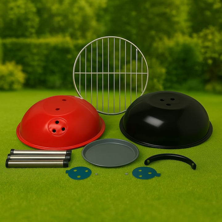 "Kompakter Kugelgrill 35 cm von Benson Garden – Tragbarer Holzkohlegrill mit einstellbarer Luftzufuh