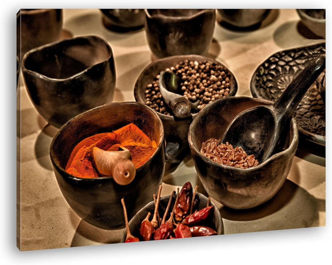 deyoli verschiedene scharfe Gewürze im Format: 60x40 als Leinwandbild, Motiv fertig gerahmt auf Echt