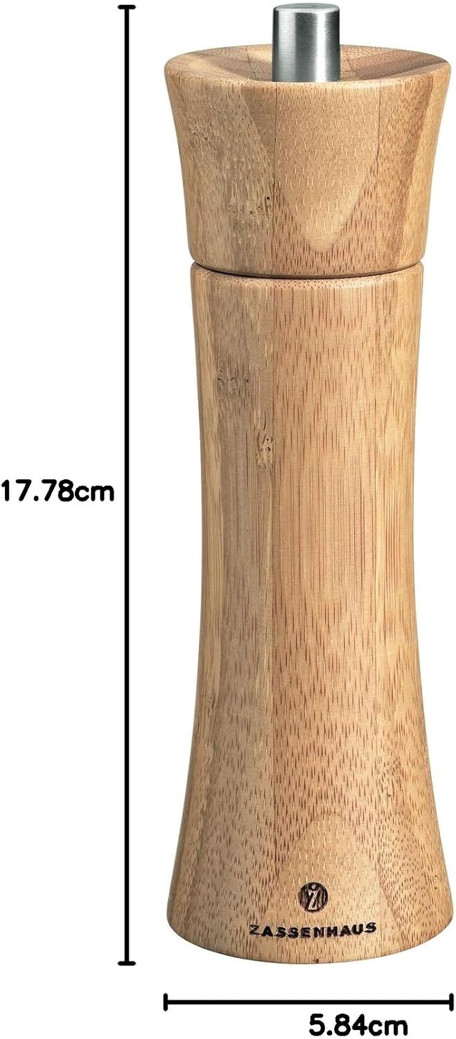 Zassenhaus Salzmühle Frankfurt 18 cm, Bambus mit stufenlos verstellbarem Hochleistungs-Keramikmahlwe