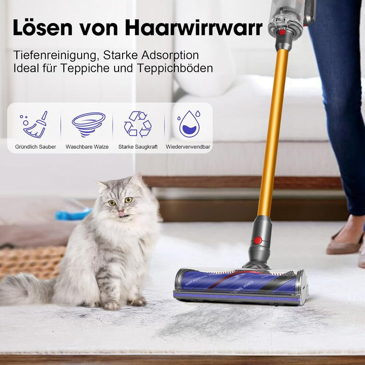 RUKHOOL Elektrische Bürste für Dyson V7 V8 V10 V11 V15 Ersatzteil Direktantrieb Reiniger Kopf Turbin