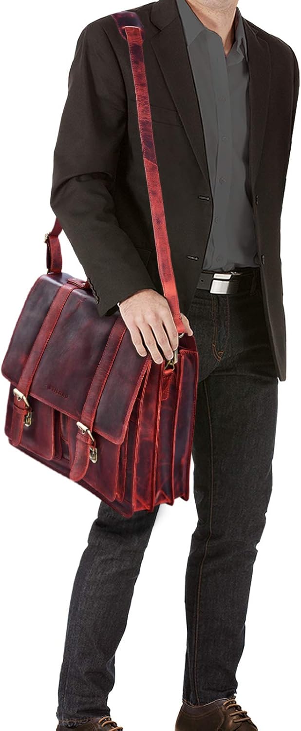 STILORD 'Marius' Klassische Lehrertasche Leder Schultasche XL gross Aktentasche zum Umhängen Busines