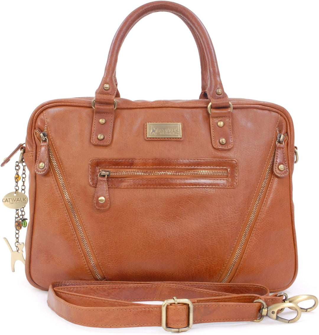 Catwalk Collection Handbags - Leder - Schultasche/Arbeitstasche/Aktentasche für Damen - Laptop/iPad