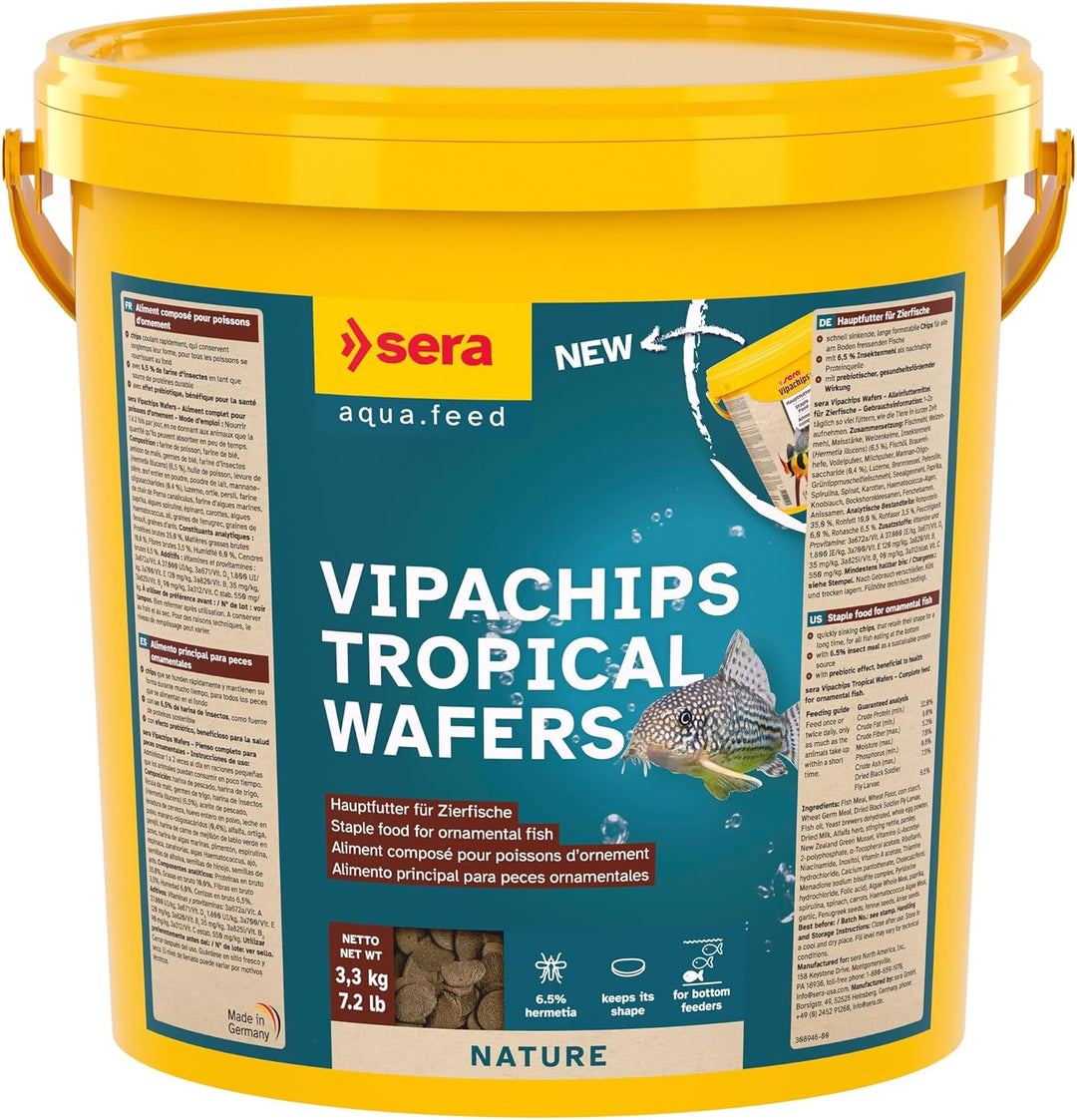 sera Vipachips Nature 3,6 kg | Hauptfutter mit 4% Insektenmehl | Schnell sinkend für Bodenfressende