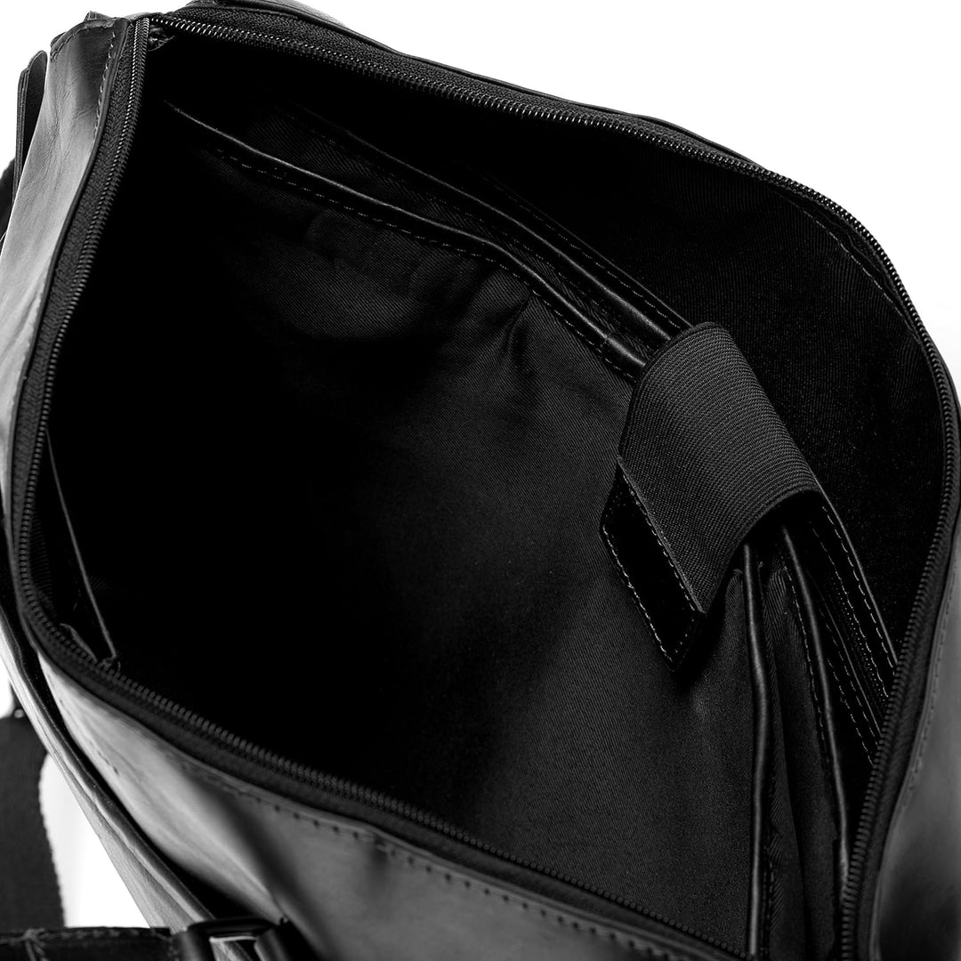 BACCINI Laptoptasche 15 Zoll echt Leder LEANDRO abnehmbarer Schultergurt mit Laptop-Hülle Schwarz, S