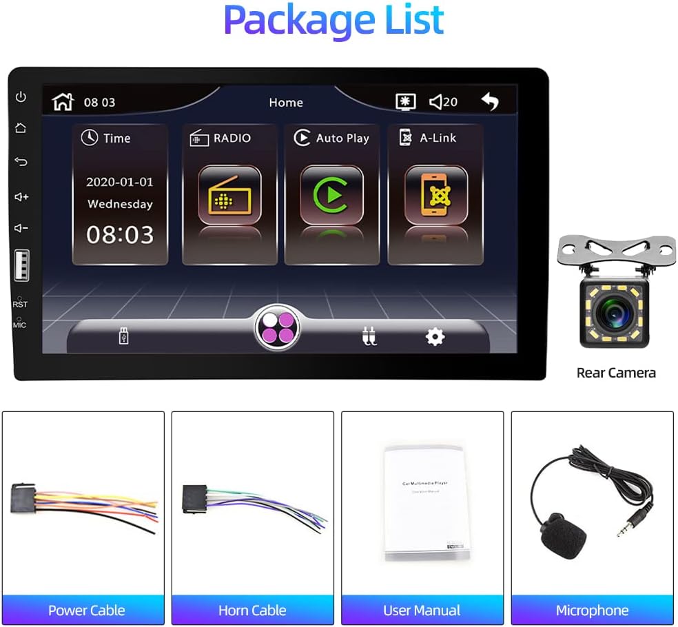 Podofo 1 Din Autoradio mit Apple Carplay und Android Auto 9 Zoll Single Din Autoradio mit Bildschirm