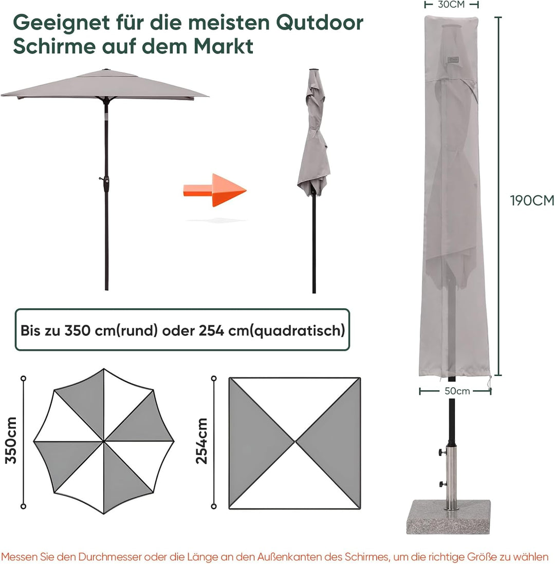 Sekey Sonnenschirm Schutzhülle mit Stab, Abdeckhauben für Ø 350cm / 200x300cm Gartenschirm mit Belüf
