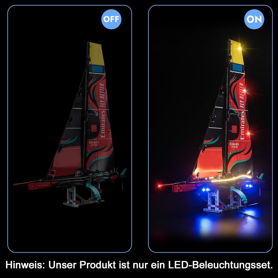 LocoLee Licht Kompatibel mit Lego Technic Emirates Team New Zealand AC75 Rennjacht Fernbedienung Ver