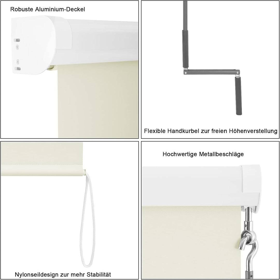 WOLTU Senkrechtmarkise Balkonmarkise Vertikalmarkise mit Handkurbel und Markisenkassette für Terrass