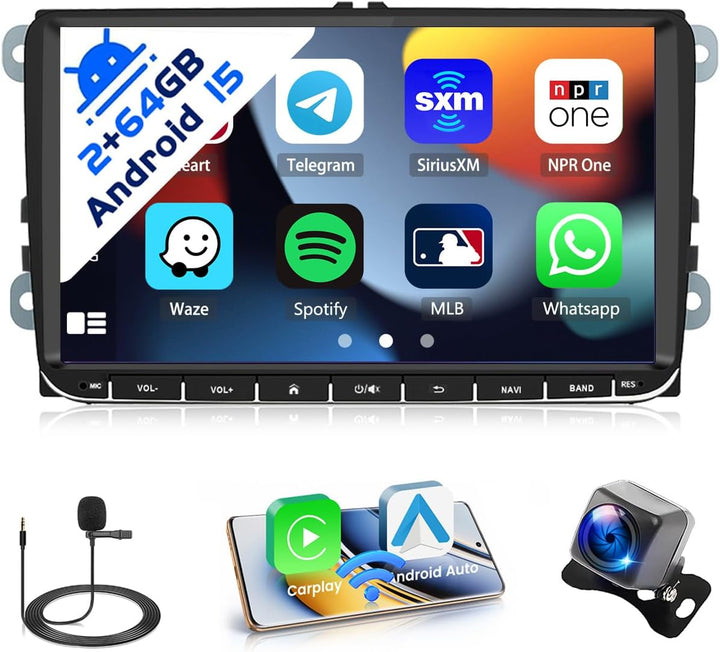 Hikity 2+32G Android 11 Autoradio mit Carplay Android Auto für VW Golf 5 6 Polo Radio Bluetooth, Aut