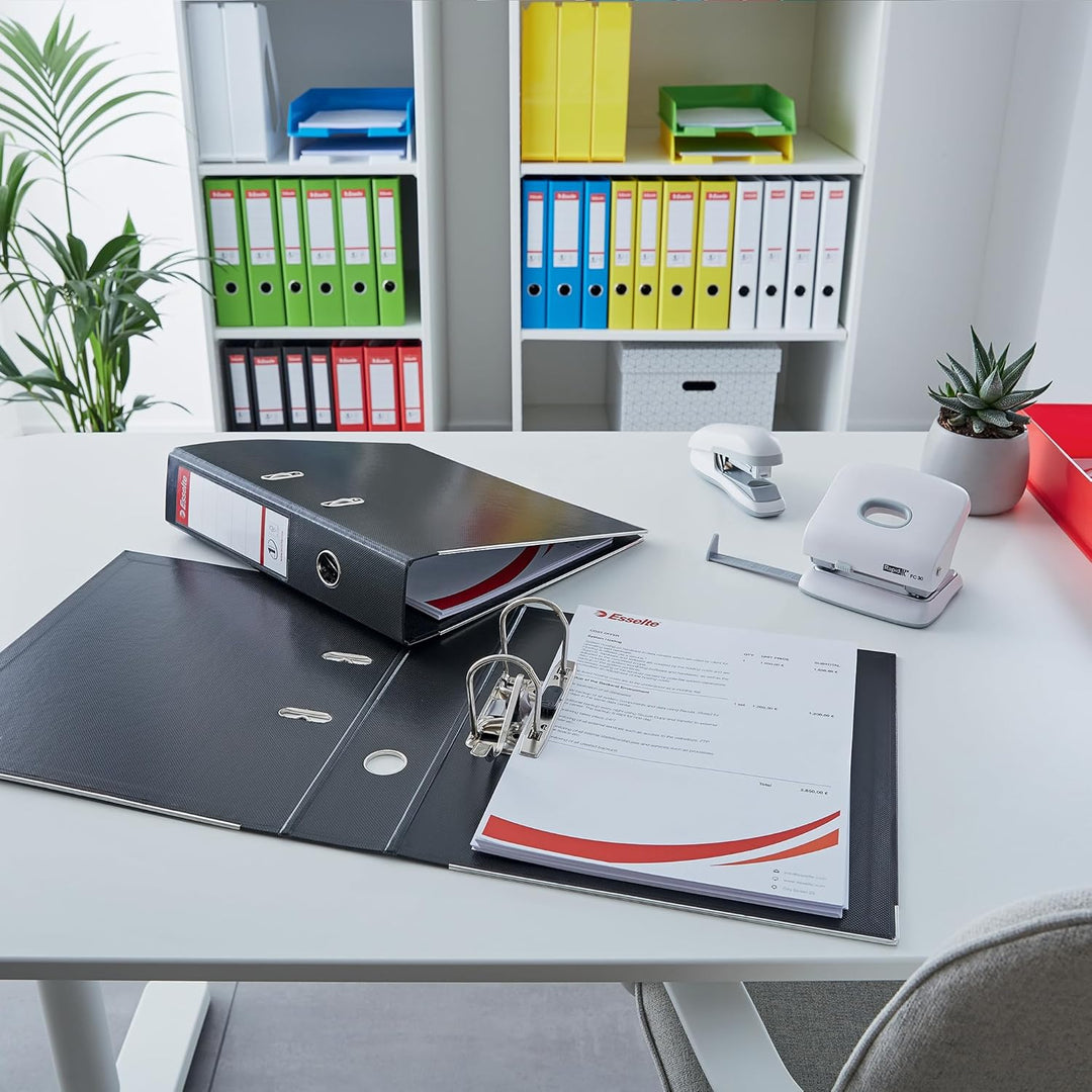 Esselte Ordner breit, DIN A4, 10er Pack, 7,5 cm Rückenbreite, Kunststoff-Ordner, Schwarz, Vivida, 81