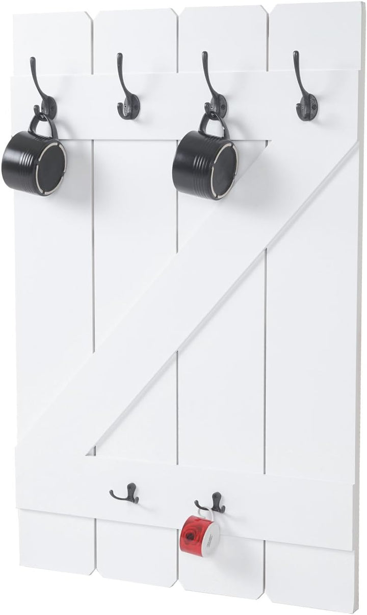 Mendler Tassenhalter HWC-D13, Hängeregal Tassenbrett Wandboard, 6 Haken 91x60cm - weiss lackiert Wei