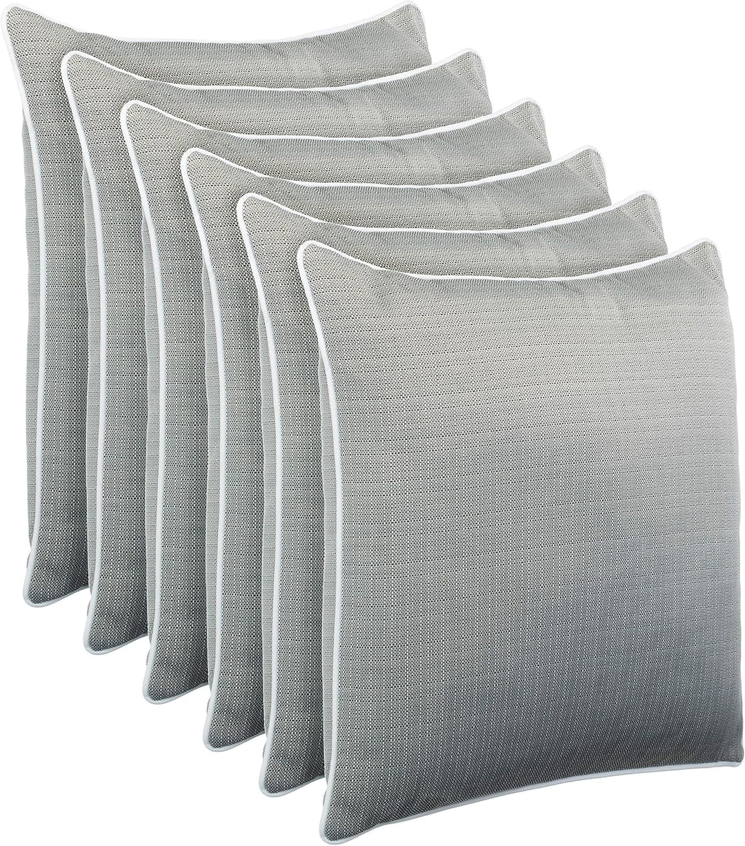 Brandsseller 6er Set Outdoor Kissen 45x45 cm – Wetterfeste Zierkissen mit Paspel in Walzoptik – Wass