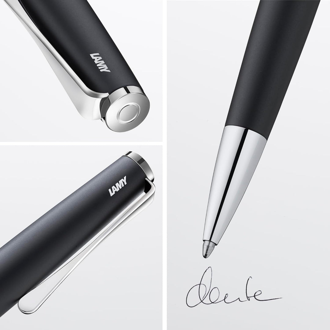 LAMY studio Premium Kugelschreiber 267 aus Edelstahl in schwarz mattem Lack-Finish, propellerförmige