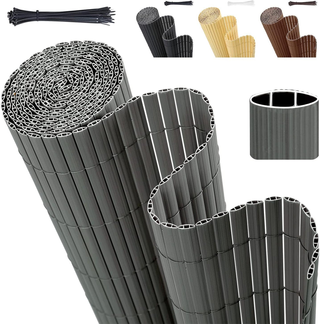 Sekey PVC Sichtschutzmatte 100x500cm Doppelte Verstärkung Innen, Balkon Sichtschutz mit Kabelbindern