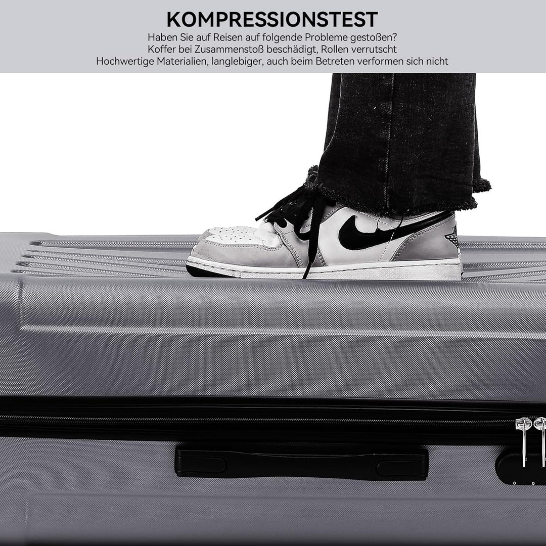 BEIBYE- Hartschalenkoffer Koffer Trolley Rollkoffer Reisekoffer Zahlenschloss 4 Zwilings-Rollen (Dar