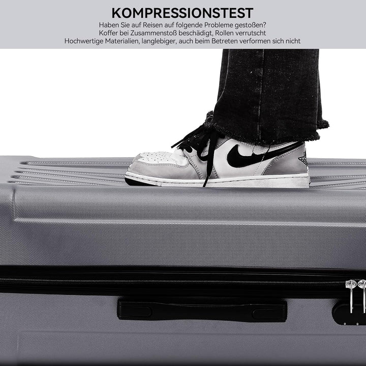 BEIBYE- Hartschalenkoffer Koffer Trolley Rollkoffer Reisekoffer Zahlenschloss 4 Zwilings-Rollen (Dar