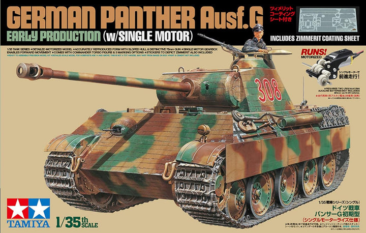 TAMIYA 30055 1:35 Dt. Panther G Frühe (Motor), originalgetreue Nachbildung, Plastik Bausatz, Basteln