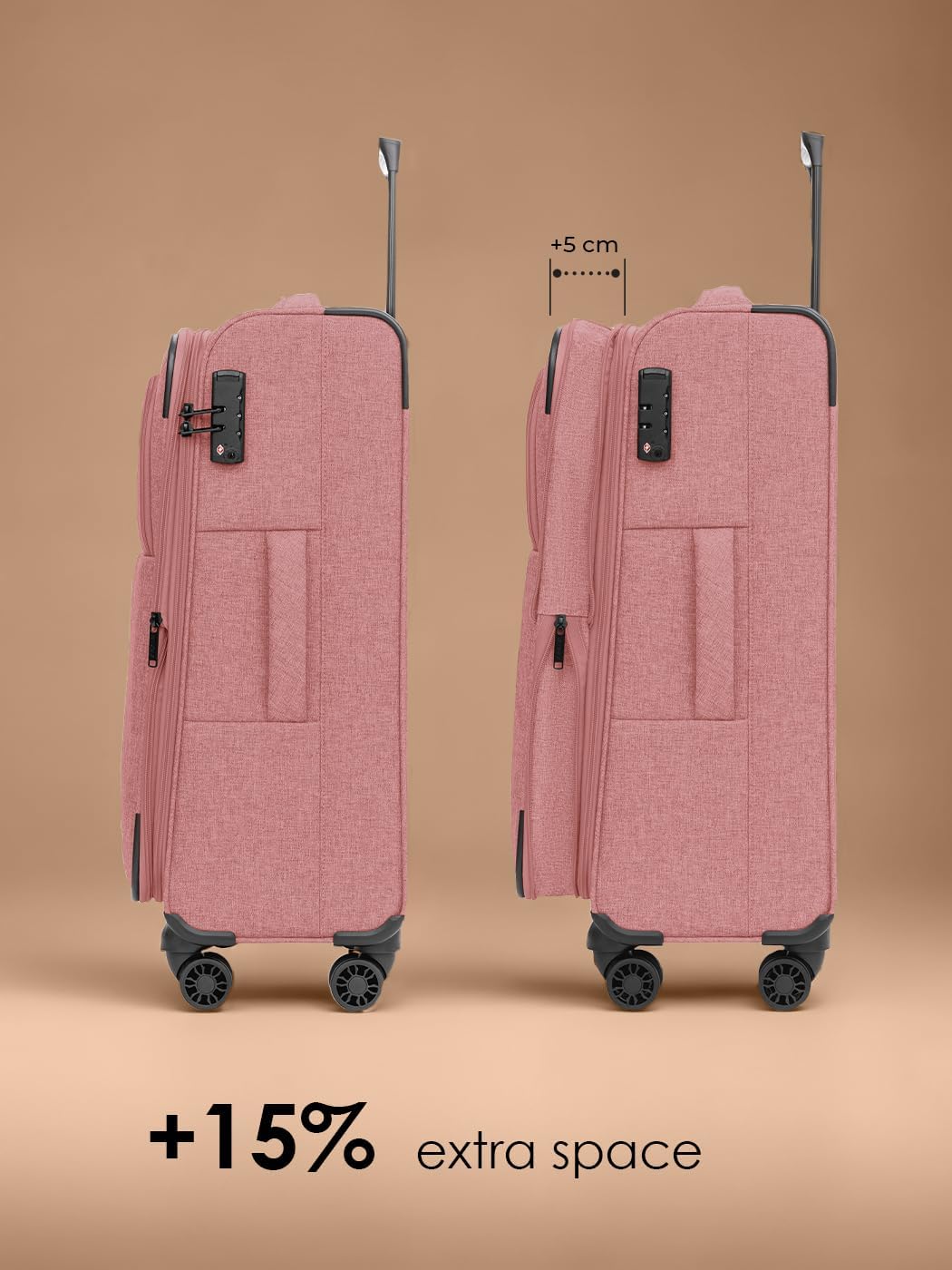 REDOLZ Koffer-Set 3-teilig für Damen & Herren | leichte & stabile Reise-Trolleys, hochwertiges Softc