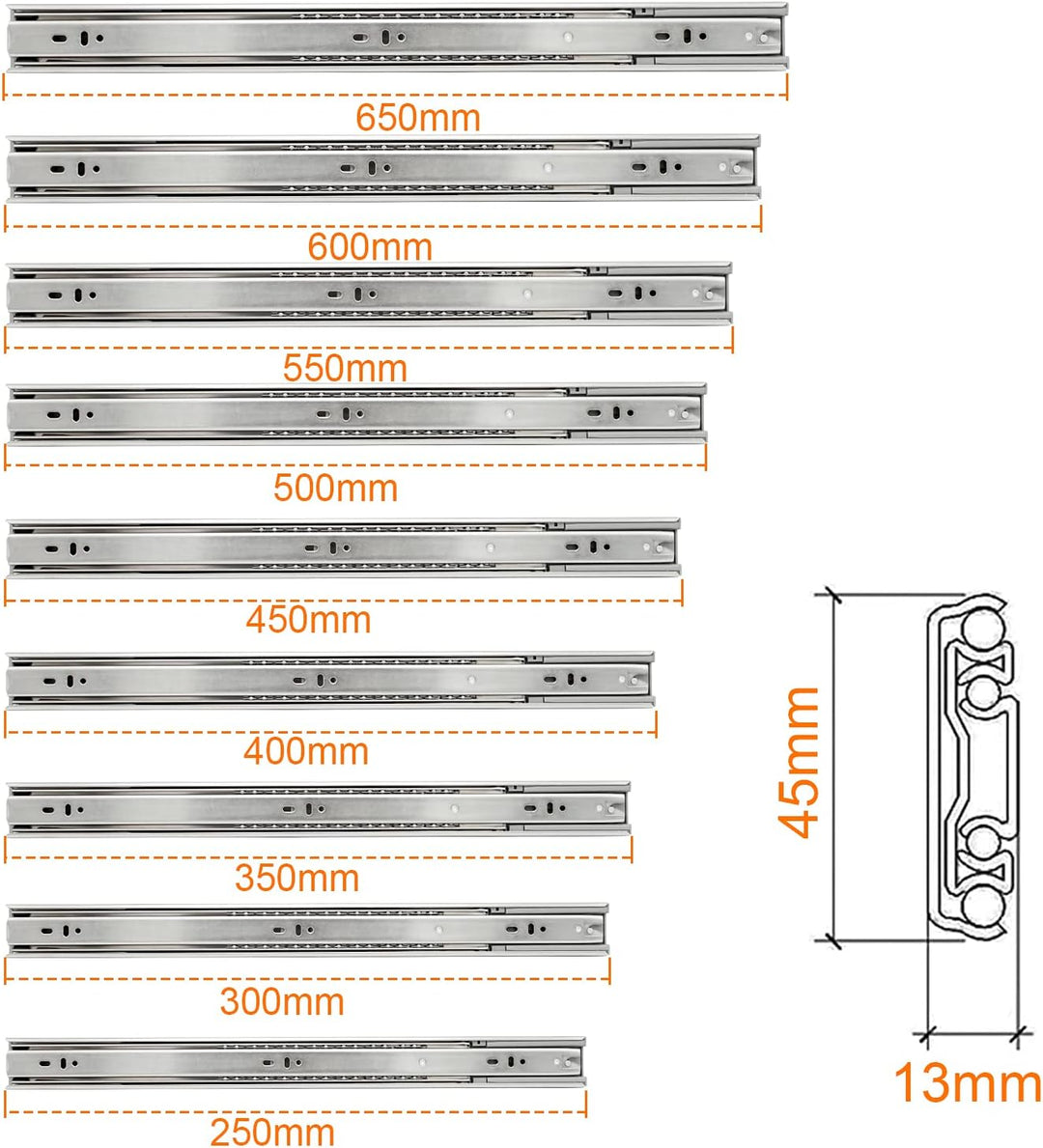 Daromigo Schubladenschienen, Vollauszug 400mm Softclose, Stabiles Schubladen Schienensystem mit kuge