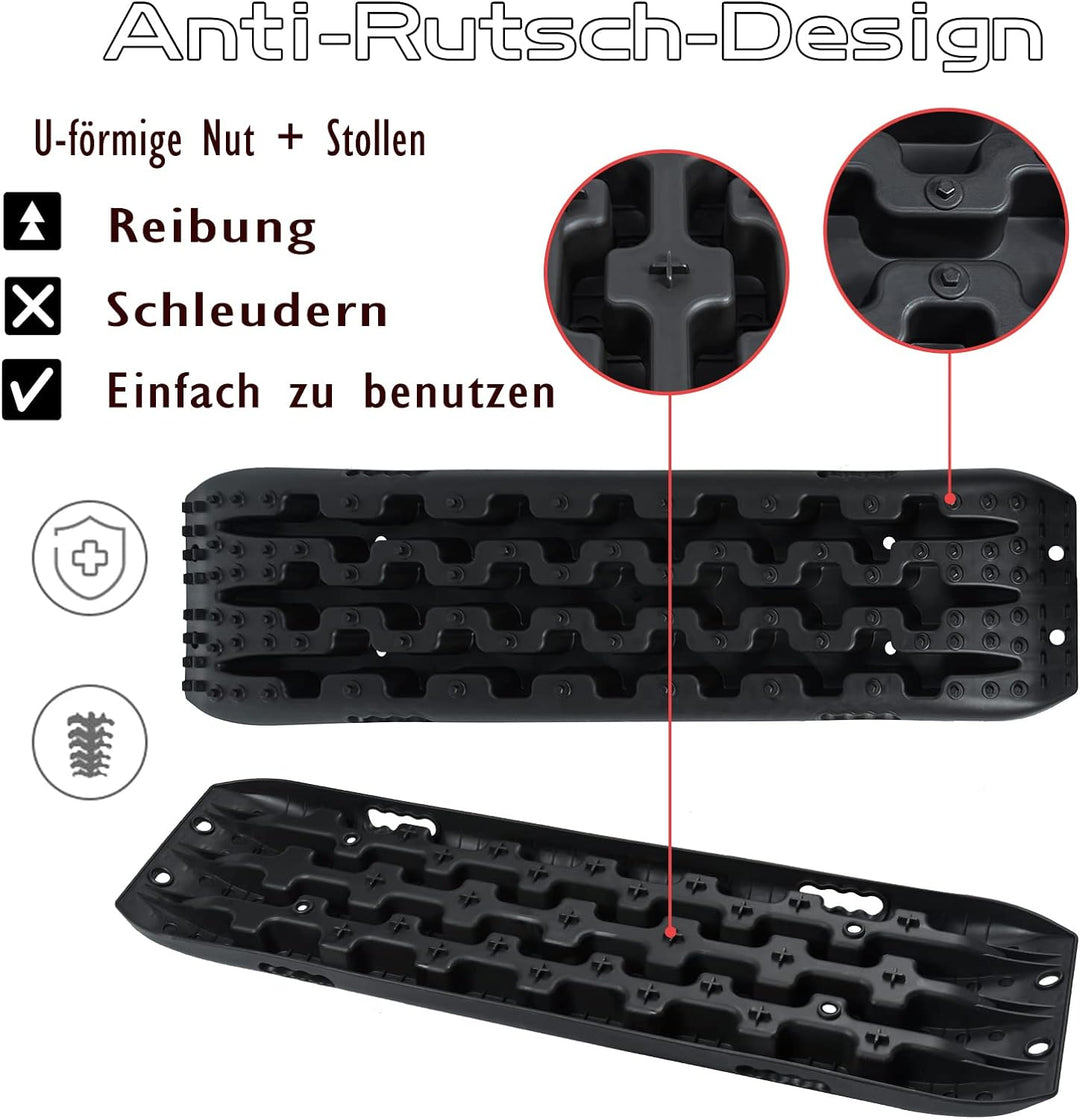 NAIZY 2x Sandbleche Offroad Traktionsmatte Kunstoff Anfahrhilfe Recovery Board Tracks mit Aufbewahru