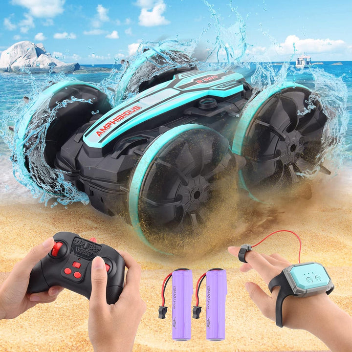 SIVQIKE 4WD Ferngesteuertes Auto,Gestensensor Wasserdicht RC Stunt Auto,Amphibienfahrzeug Mit 50m Fe