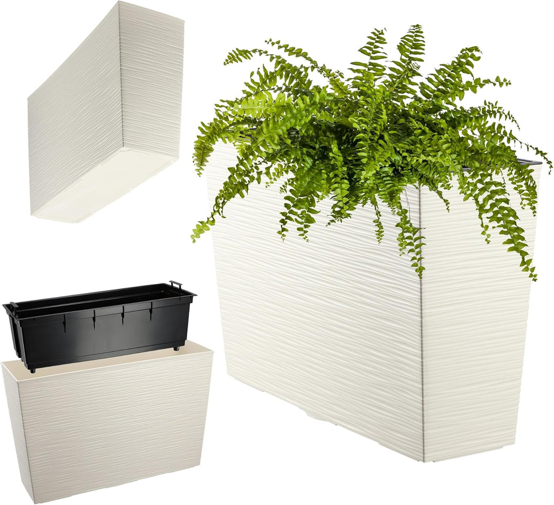 KADAX Blumenkasten aus Kunststoff, 18,5x55,7cm, 5 Farben, Blumentopf mit Bewässerungsbändern, Balkon