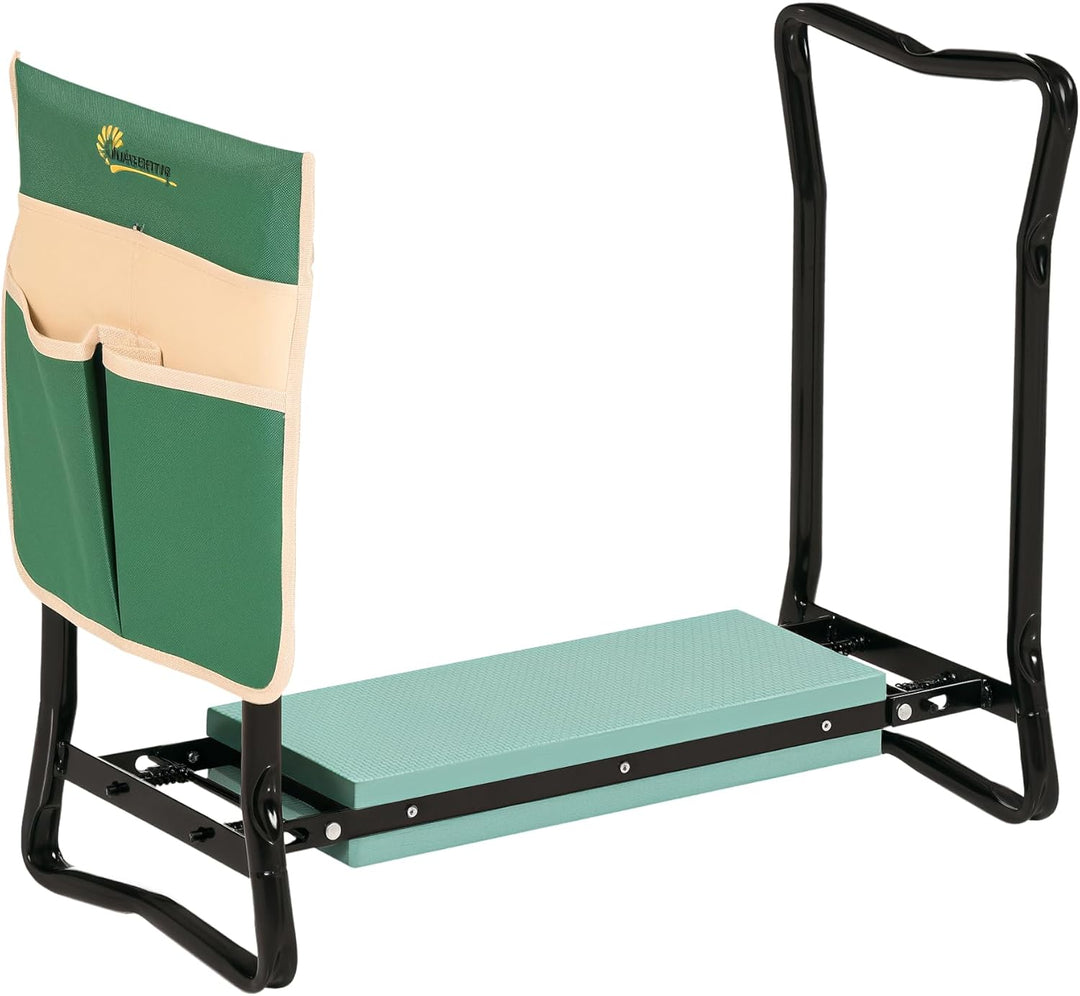 Outsunny Kniebank, Klappbarer Gartenhocker, 2-in-1, Kniehilfe, mit Werkzeugtasche, Eva-Schaumstoff,
