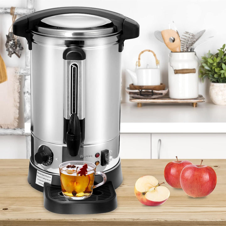 Tubiaz 8,8L Glühweinkocher Heisswasserspender aus Edelstahl 1500W Glühweinkessel mit Thermostat Füll