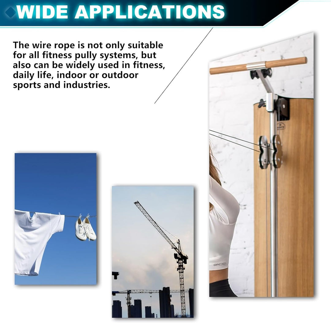 BBYPP 10m/ 15m/ 20m/ 25m Gym Kabel Draht, 5mm Stahlseil PU ummantelt Fitnessgerät für Home Gym Rieme