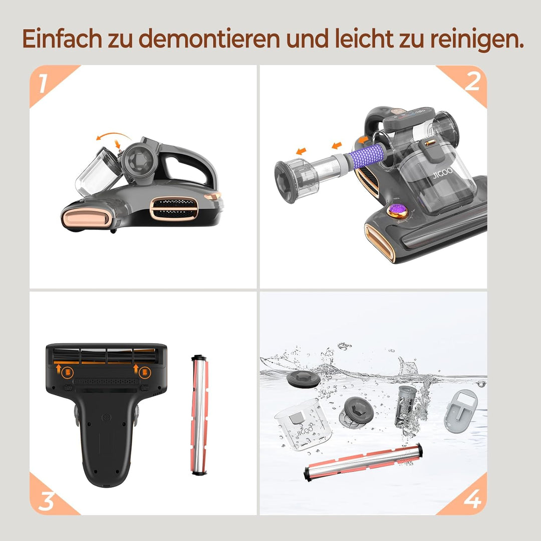 JIGOO T600 Milbensauger für matratzen mit UV-Licht & Vibration, 700W 15kpa Antimilben-Staubsauger en