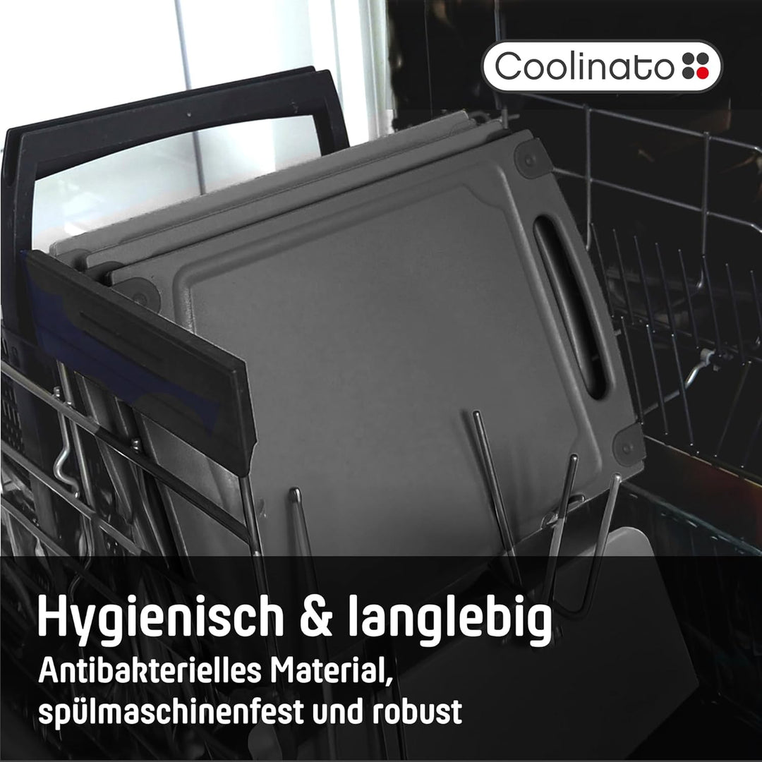 Coolinato Schneidebrett 3er Set in unterschiedlicher Grösse mit Saftrille - Antibakterielle Schneidb