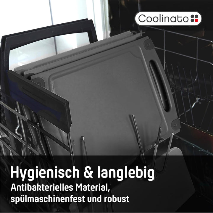 Coolinato Schneidebrett 3er Set in unterschiedlicher Grösse mit Saftrille - Antibakterielle Schneidb