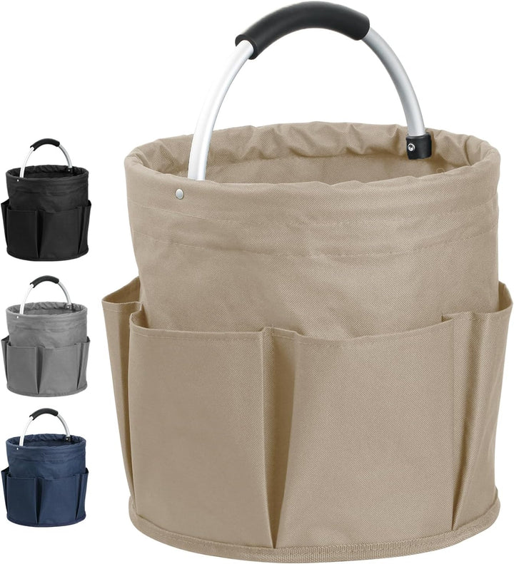 IHOMAGIC Freistehend Werkzeugkorb, Faltbare Aufbewahrungsbox, Gartenwerkzeuge Tasche, 1 Hauptfach mi