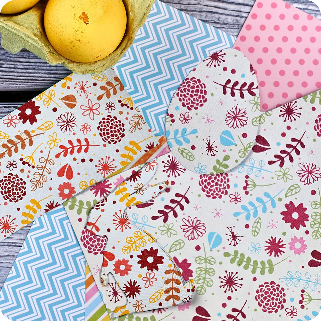 Netuno 50 Blatt Weiss Dekorpapier mit Blumen-und Blättermotiv in Grün, Rosa und Blau, 180x250mm, han