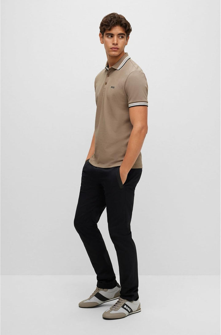 BOSS Herren Paddy Poloshirt aus Bio-Baumwolle mit Logo M Hellgrün, M Hellgrün