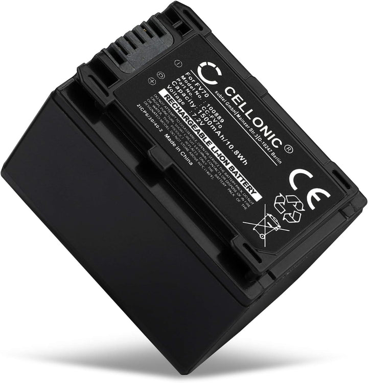 CELLONIC® Kamera Ersatzakku NP-FV70 NP-FV100 für Sony FDR-AX53 FDR-AX33 FDR-AX100E, HDR-CX280 HDR-CX