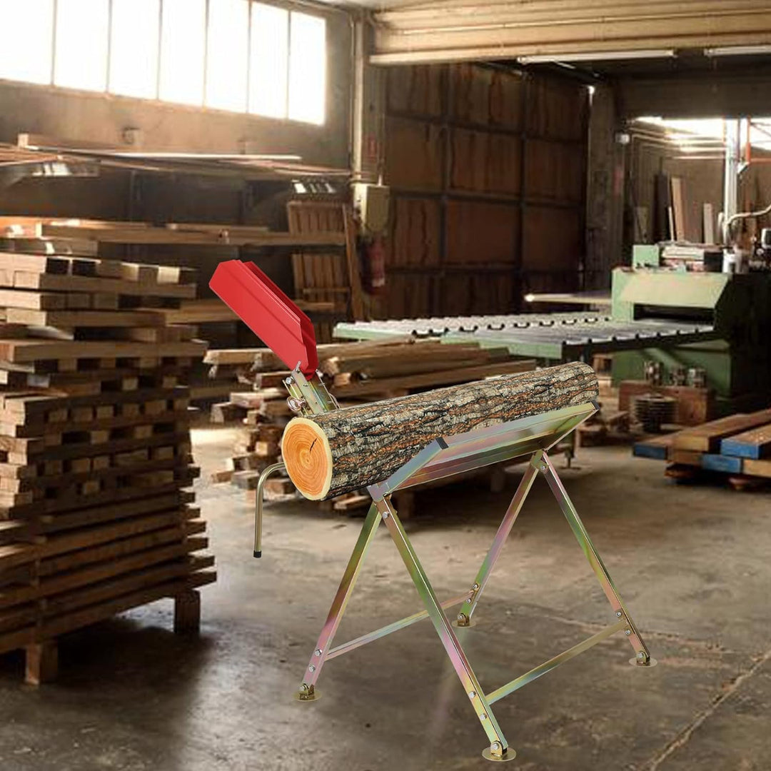 Daromigo Sägebock mit Kettensägen-Halterung, Kettenschutz, Messstab, 81x72x78,5 cm, Stabile Sägestän