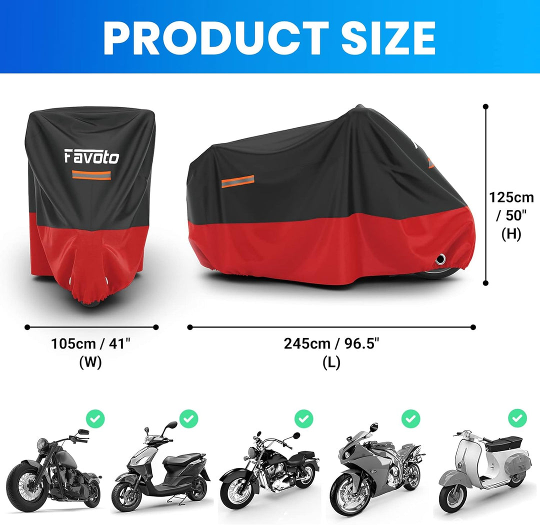 Favoto Verbesserte Version Motorradabdeckung Wasserabweisend Motorrad Abdeckplane Outdoor Motorradga