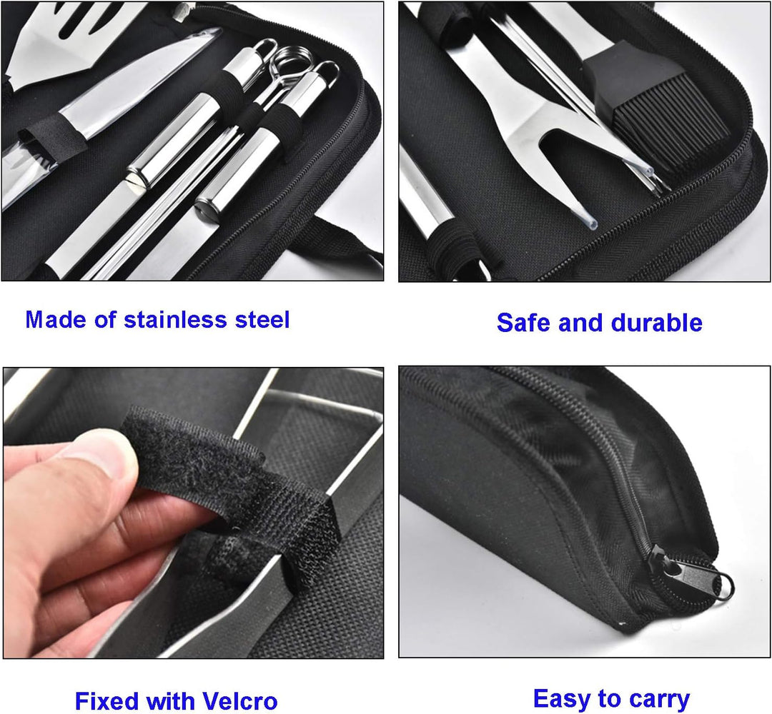 Grillbesteck Set - 13 Stücke Grillzubehör Grillwerkzeug Grillset BBQ Grill Zubehör Grillbesteck Edel