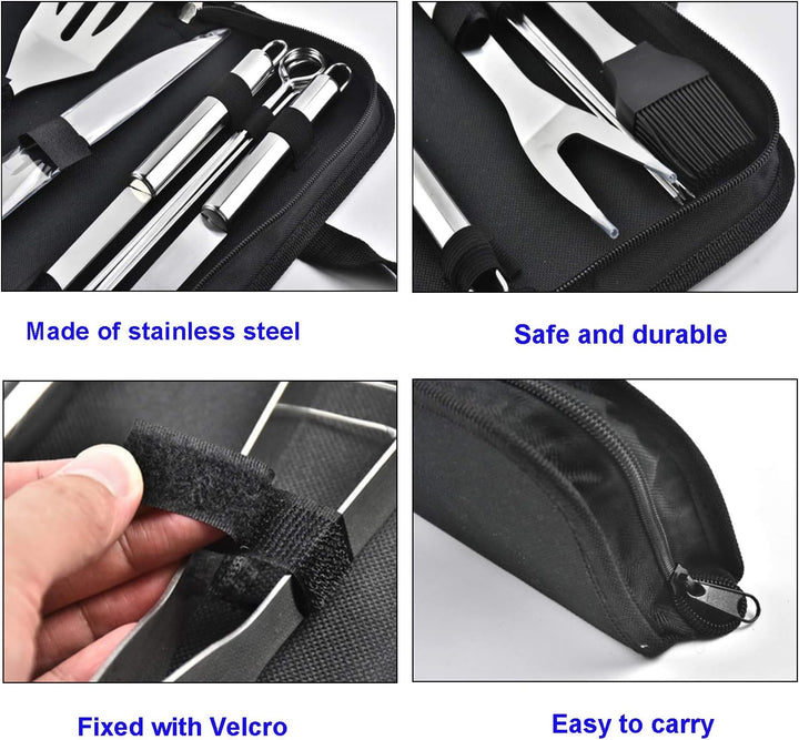 Grillbesteck Set - 13 Stücke Grillzubehör Grillwerkzeug Grillset BBQ Grill Zubehör Grillbesteck Edel