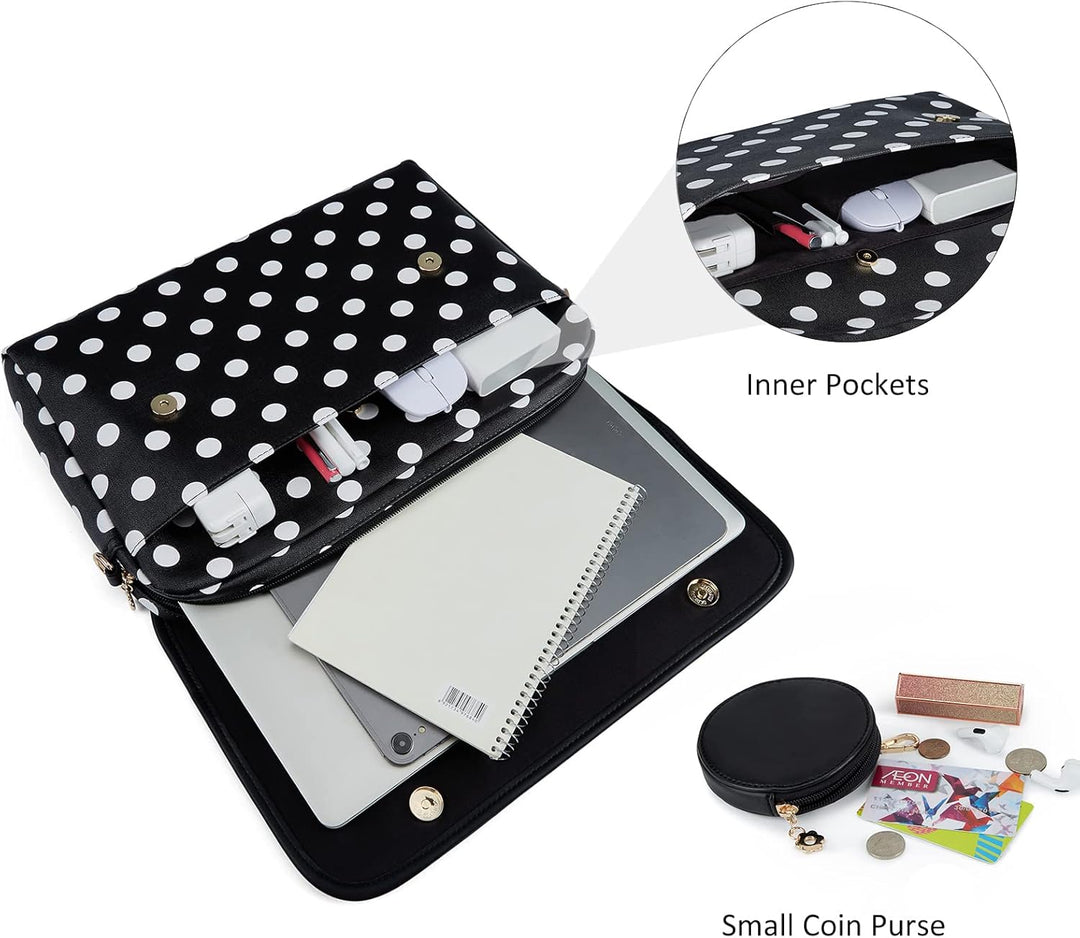 ECOSUSI Aktentasche Damen Laptoptasche 15,6 Zoll Mit Laptopfach Aktenkoffer Ledertasche zum Umhängen