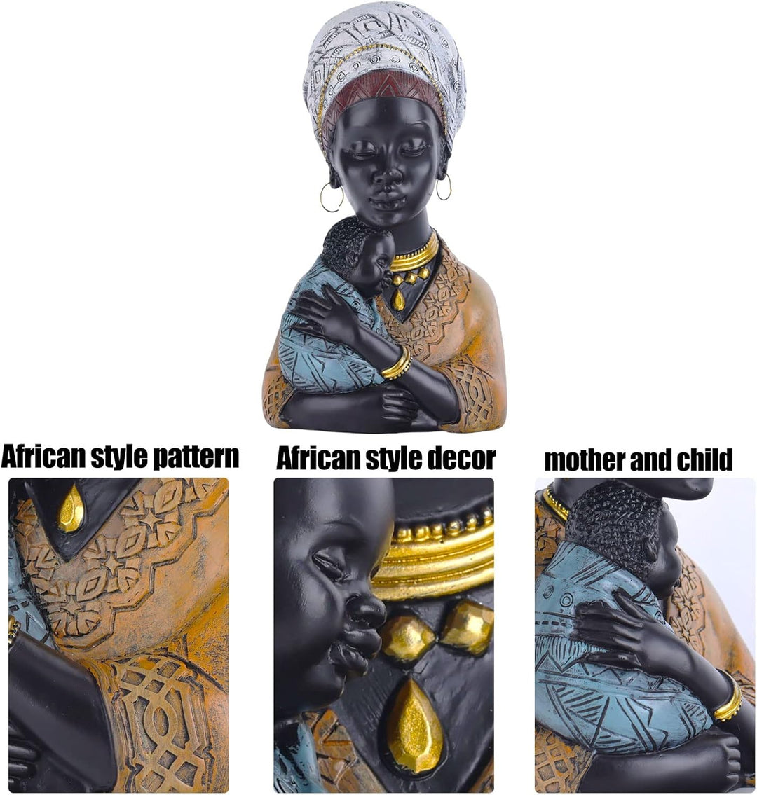 Home Decor Afrikanische Kunst Skulpturen, afrikanische Frau und Sohn Statue, Schwarze Statuen afrika