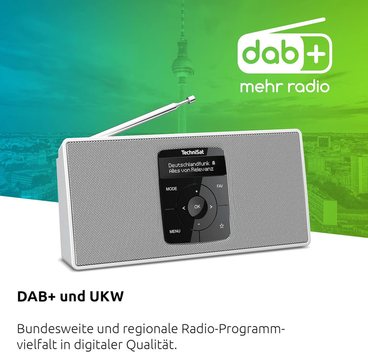 TechniSat DIGITRADIO 2 S - Tragbares DAB Stereo-Radio mit Akku (DAB+, UKW, Bluetooth Audiostreaming,