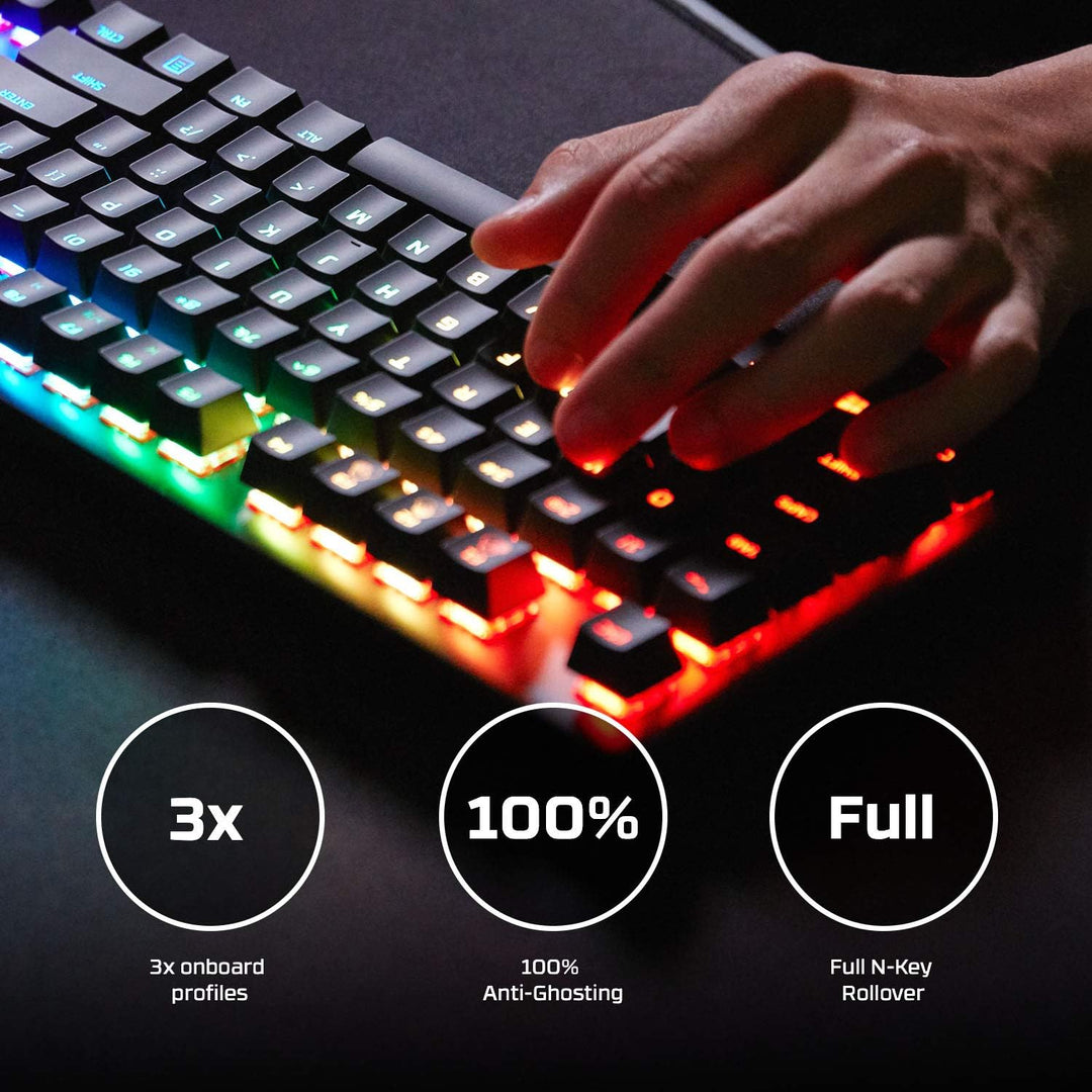 HyperX HX-KB7AQX-US Alloy Origins Core, RGB Mechanische Gaming Tastatur, Tenkeyless & Pudding Keycap