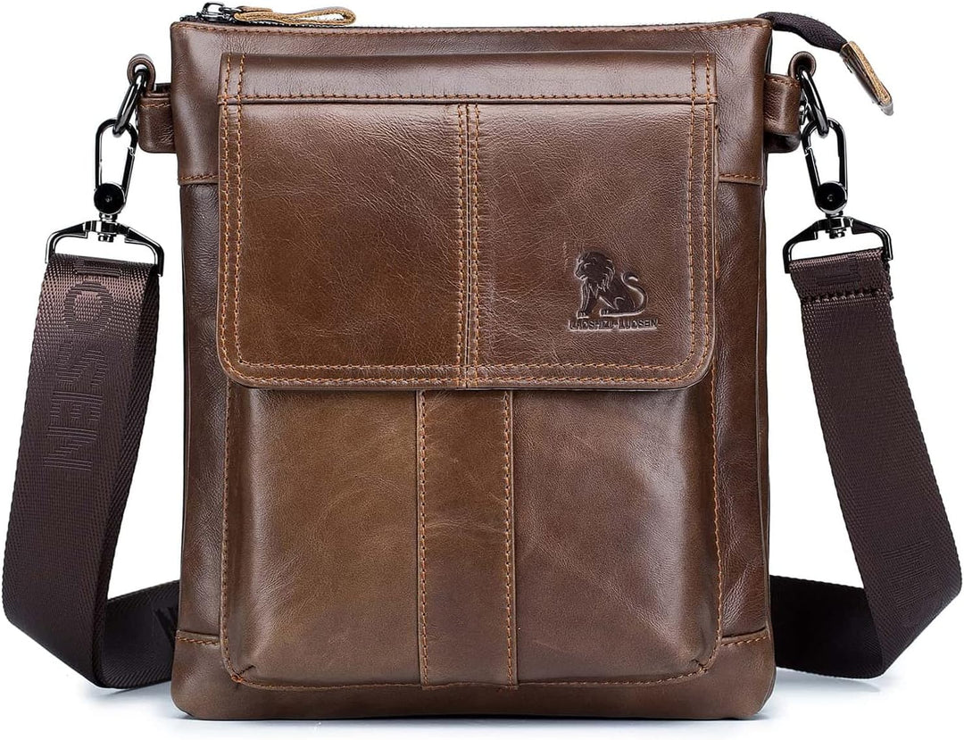 LOONGYOON Business Herren-Umhängetasche Lässige Mode Leder Crossbody Tasche Multi-Tasche Tragbare Re