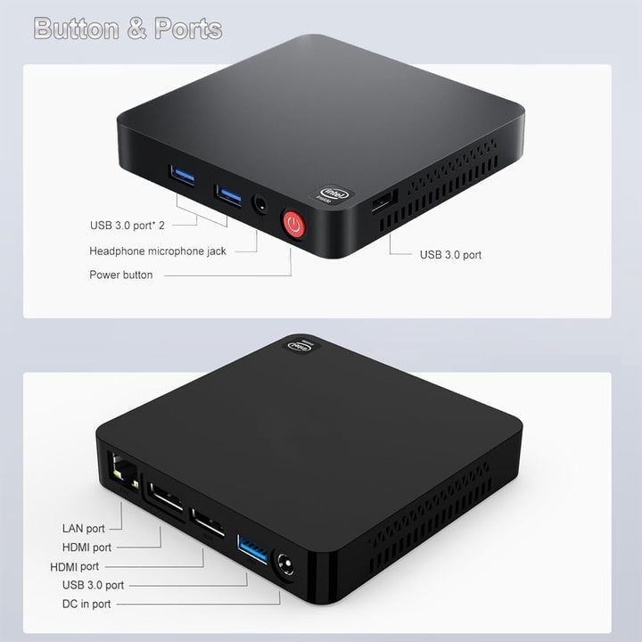 Beelink T4 PRO - Ultra Compact Mini PC mit Windows 10 Pro, Intel Celeron N3350, UHD 4K, RAM 4 GB LPD