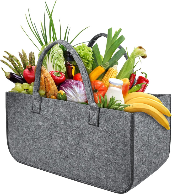 LZQ 4 Stück Gross Filztaschen Filztaschen Kaminholzkorb Filztasche Shopper Faltbar Filz kann als kam