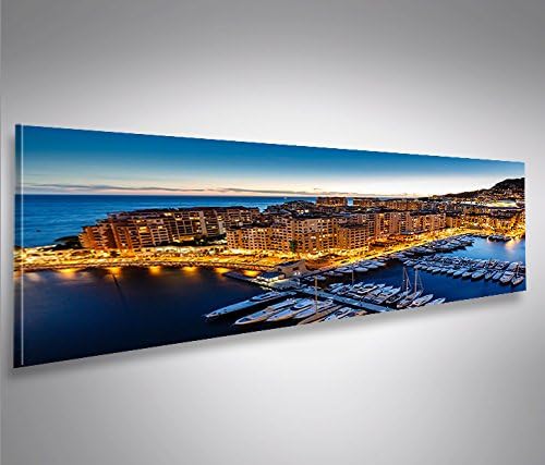 islandburner Bild Bilder auf Leinwand Monaco V2 Montecarlo Hafen Yachthafen Panorama XXL Poster Lein
