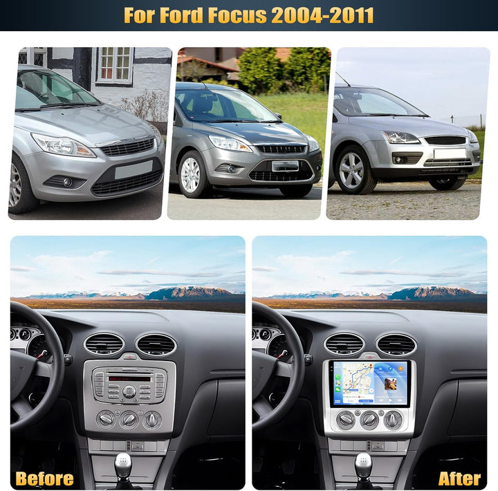 4G+128G CAMECHO Android 15 Autoradio für Ford Focus Mk2/Mk3 Exi MT 2 3 (2004-2011) mit Navi Carplay