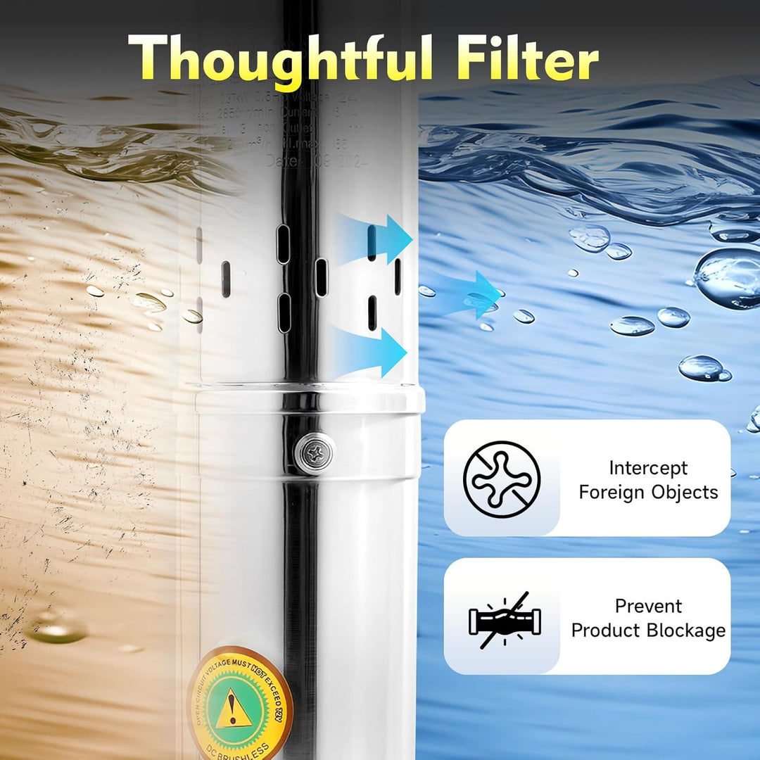 BJTDLLX Solar Tauchpumpe Tiefbrunnen-Tauchpumpe 24V 370W Tauchwasserpumpe 1800L/h Brunnenpumpe Solar